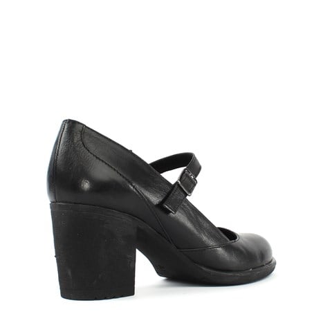 Kadın Siyah Bilekten Bantlı Deri Klasik Ayakkabı