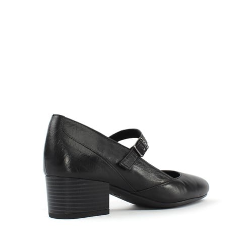 Kadın Siyah Bilekten Bantlı Deri Klasik Ayakkabı