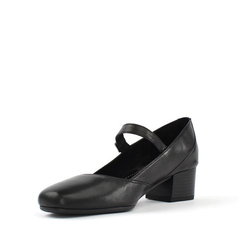 Kadın Siyah Bilekten Bantlı Deri Klasik Ayakkabı