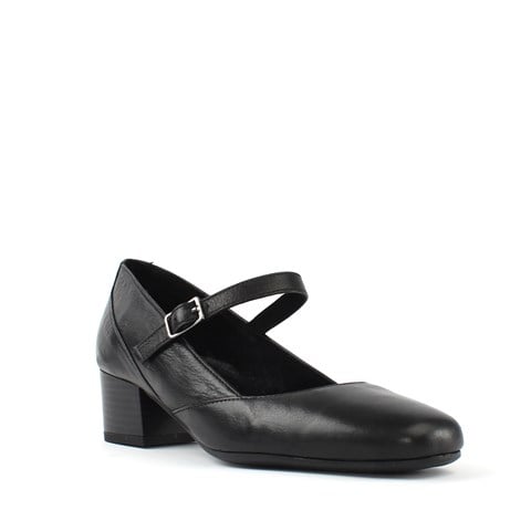 Kadın Siyah Bilekten Bantlı Deri Klasik Ayakkabı