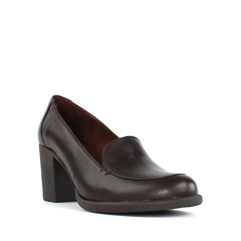 Kadın Kahverengi Kalın Topuklu Deri Klasik Ayakkabı