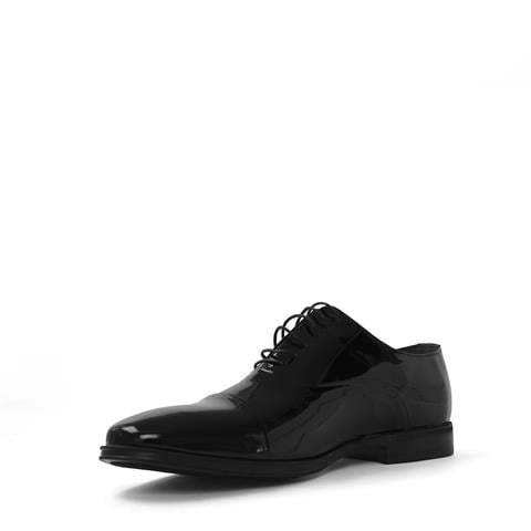 Erkek Siyah Bağcıklı Rugan Deri Klasik Ayakkabı