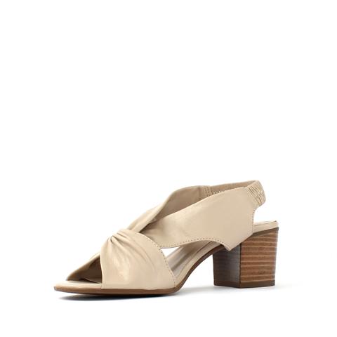 Kadın Vizon Arkası Lastikli Topuklu Deri Sandalet