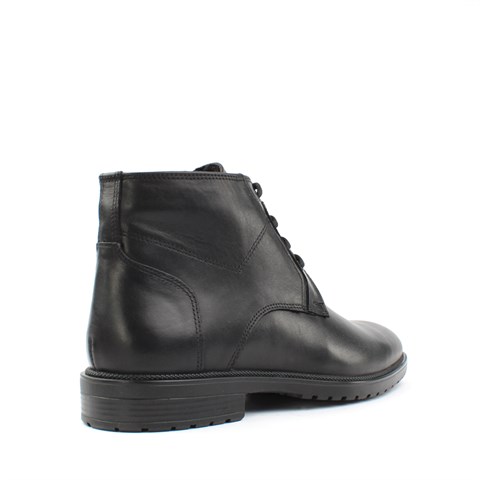 Erkek Siyah Bağcıklı Fermuarlı Deri Bot