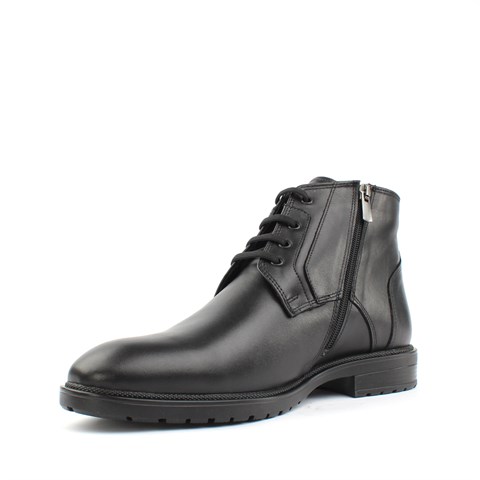 Erkek Siyah Bağcıklı Fermuarlı Deri Bot