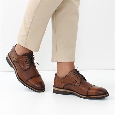 Erkek Taba Bağcıklı Deri Günlük Ayakkabı