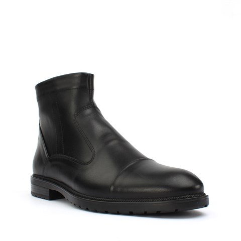 Erkek Siyah Fermuarlı Deri Bot