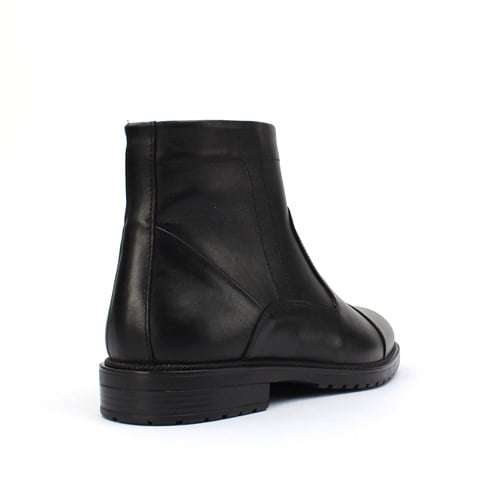 Erkek Siyah Fermuarlı Deri Bot