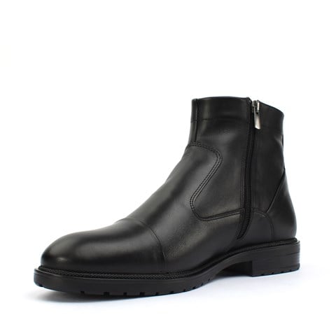 Erkek Siyah Fermuarlı Deri Bot