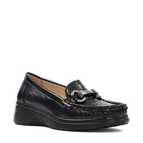 Kadın Siyah Dolgu Topuklu Rugan Kroko Deri Ayakkabı