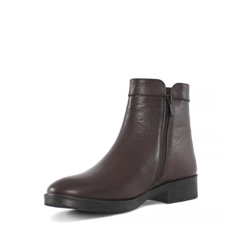 Kadın Kahverengi Fermuarlı Kısa Deri Bot