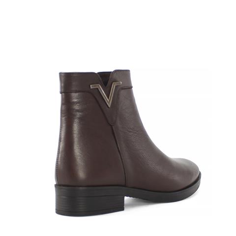 Kadın Kahverengi Fermuarlı Kısa Deri Bot