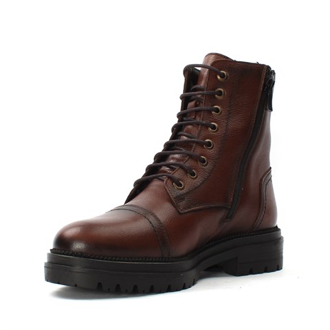 Kadın Taba Fermuarlı Kalın Tabanlı Deri Bot