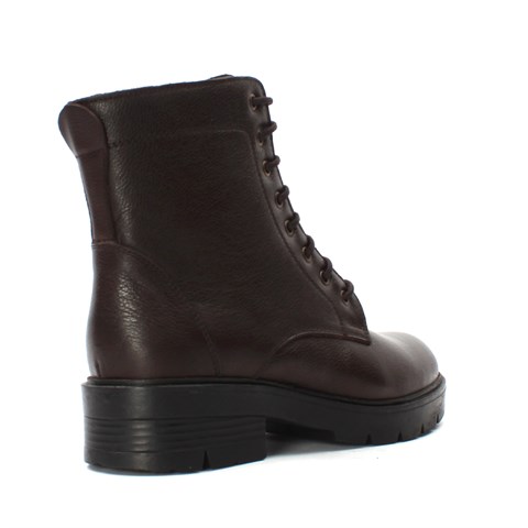 Kadın Kahverengi Fermuarlı Kalın Tabanlı Deri Bot