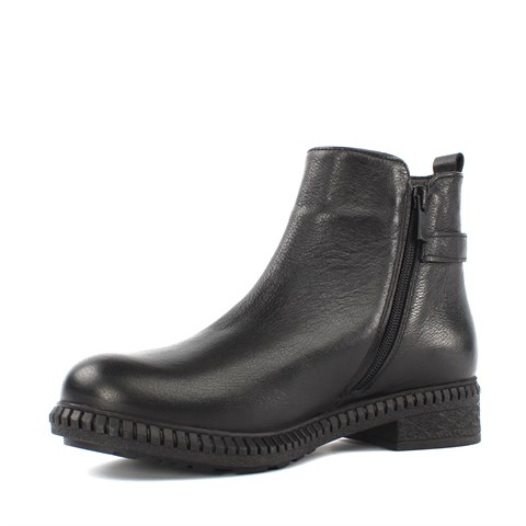 Kadın Siyah Fermuarlı Toka Detaylı Deri Bot