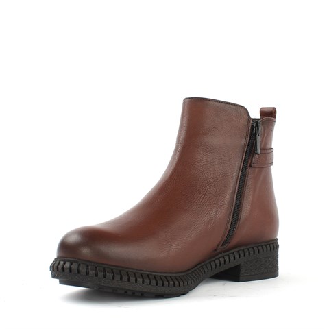 Kadın Taba Fermuarlı Toka Detaylı Deri Bot