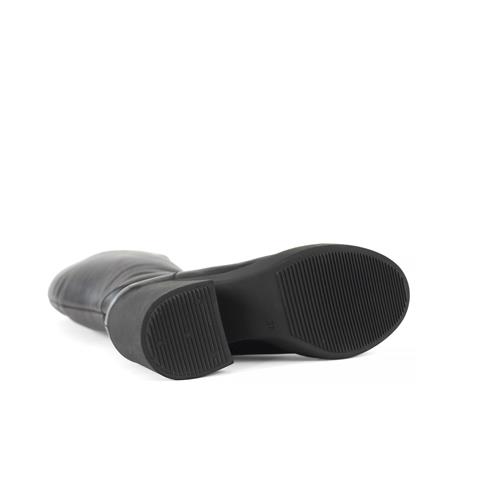 Kadın Siyah Fermuarlı Topuklu Deri Çizme