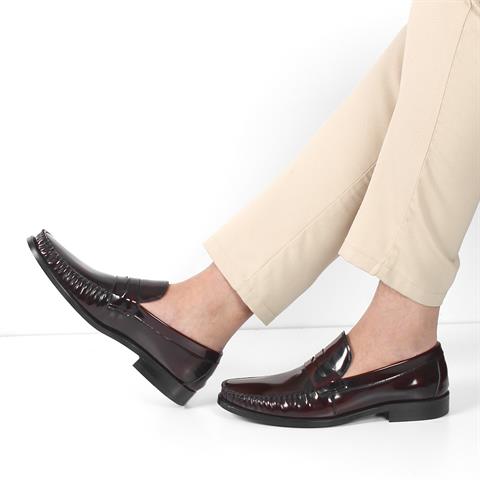Erkek Bordo Açma Deri Loafer