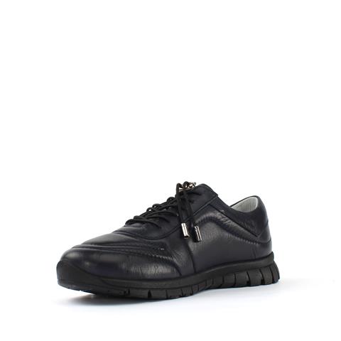 Kadın Lacivert Bağcıklı Dikiş Detaylı Deri Ayakkabı