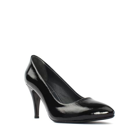 Kadın Siyah İnce Topuklu Rugan Deri Stiletto