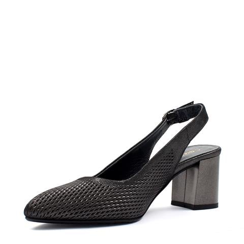 Kadın Siyah Bilekten Bantlı Simli Deri Klasik Ayakkabı