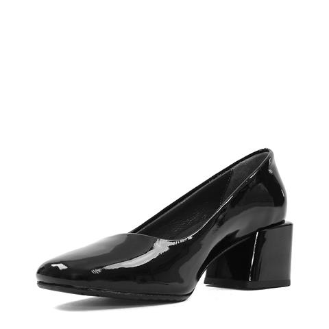 Kadın Siyah Kalın Topuklu Rugan Deri Klasik Ayakkabı