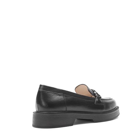 Kadın Siyah Tokalı Kalın Tabanlı Deri Loafer