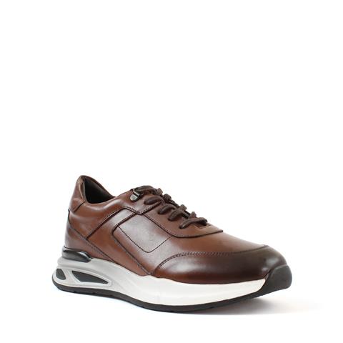 Erkek Kahverengi Bağcıklı Kalın Tabanlı Deri Sneaker