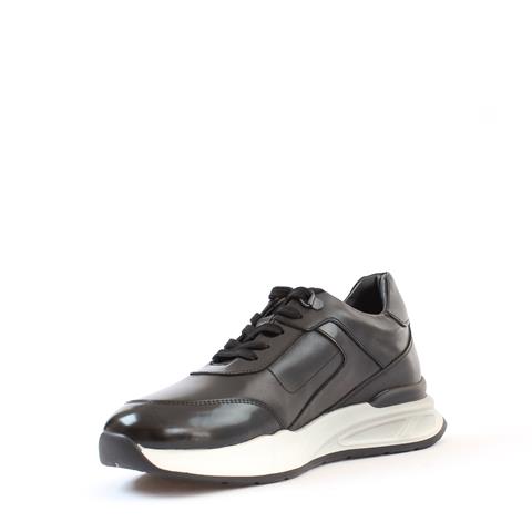 Erkek Siyah Bağcıklı Kalın Tabanlı Deri Sneaker