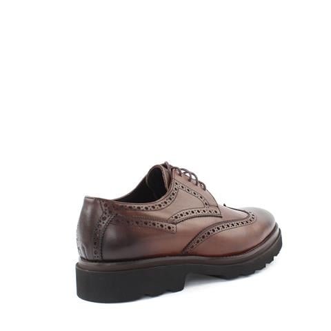 Erkek Kahverengi Bağcıklı Kalın Tabanlı Deri Günlük Ayakkabı