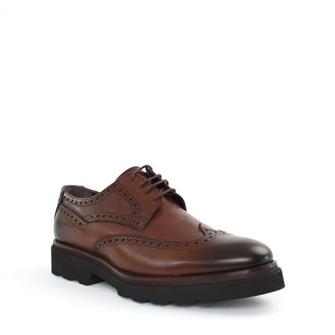 Erkek Kahverengi Bağcıklı Kalın Tabanlı Deri Günlük Ayakkabı