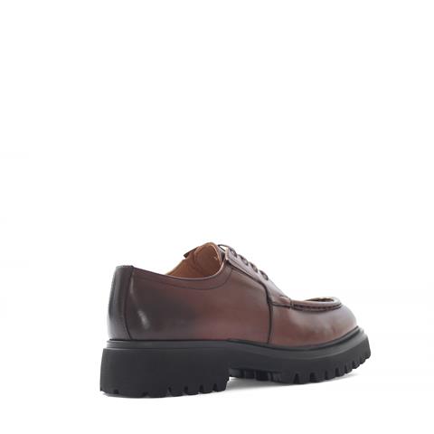 Erkek Kahverengi Bağcıklı Kalın Tabanlı Deri Günlük Ayakkabı