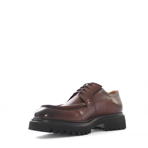 Erkek Kahverengi Bağcıklı Kalın Tabanlı Deri Günlük Ayakkabı