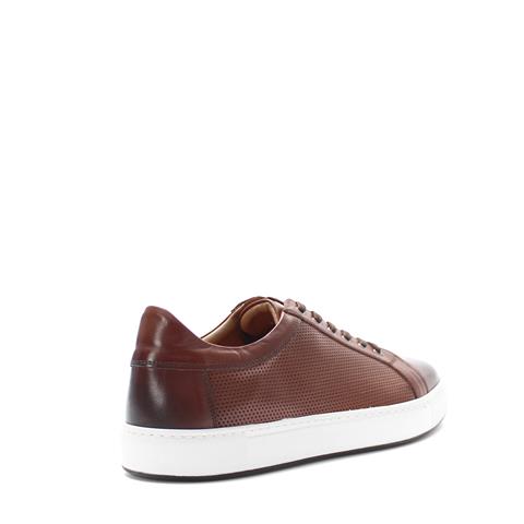 Erkek Kahverengi Bağcıklı Kalın Tabanlı Deri Sneaker