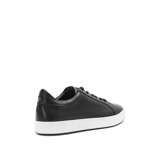 Erkek Siyah Bağcıklı Kalın Tabanlı Deri Sneaker