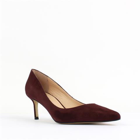 Kadın Bordo İnce Topuklu Süet Deri Klasik Ayakkabı