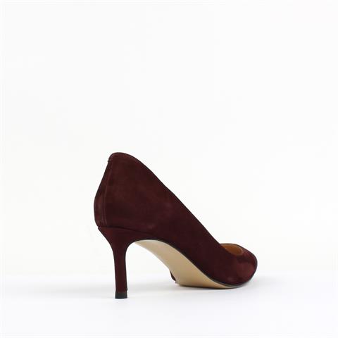 Kadın Bordo İnce Topuklu Süet Deri Klasik Ayakkabı