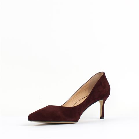 Kadın Bordo İnce Topuklu Süet Deri Klasik Ayakkabı