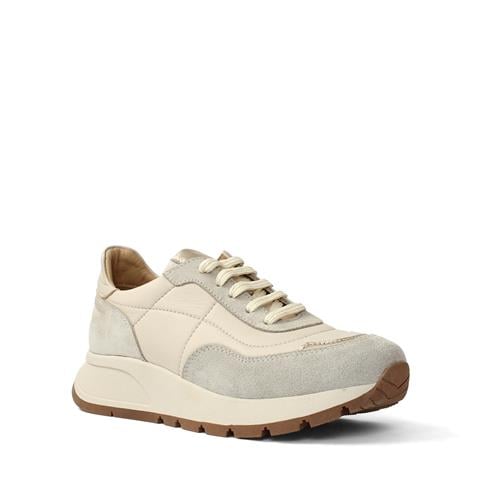 Kadın Bej Bağcıklı Kalın Tabanlı Deri Sneaker