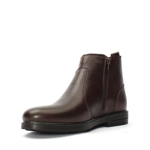 Erkek Kahverengi Fermuarlı Deri Bot