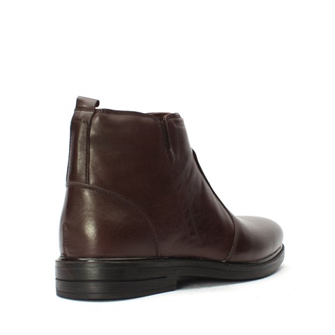 Erkek Kahverengi Fermuarlı Deri Bot