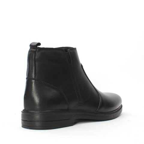 Erkek Siyah Fermuarlı Deri Bot