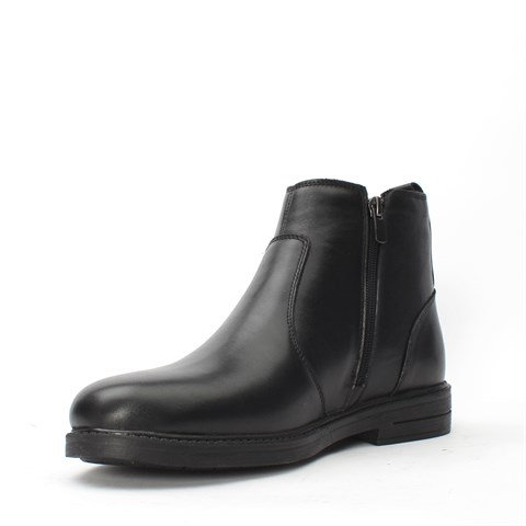 Erkek Siyah Fermuarlı Deri Bot