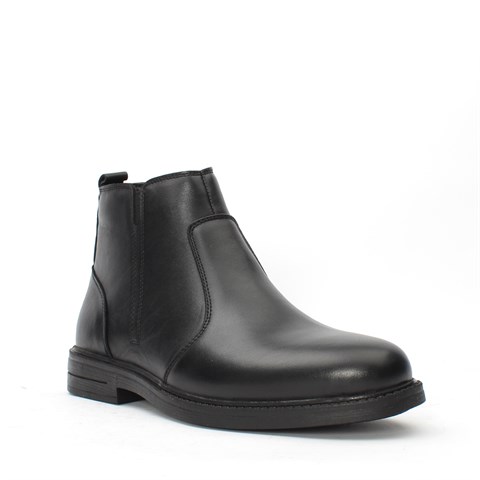 Erkek Siyah Fermuarlı Deri Bot