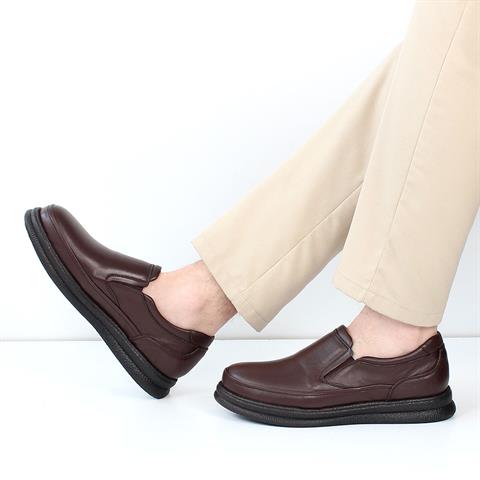 Erkek Kahverengi Kalın Tabanlı Deri Günlük Ayakkabı