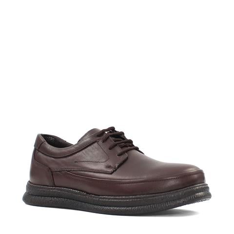 Erkek Kahverengi Bağcıklı Kalın Tabanlı Deri Günlük Ayakkabı