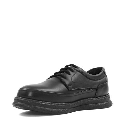 Erkek Siyah Bağcıklı Kalın Tabanlı Deri Günlük Ayakkabı