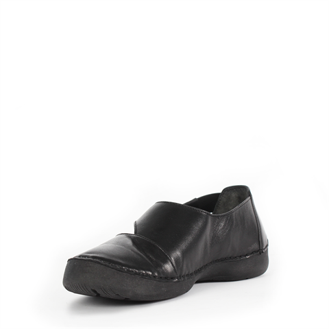 Kadın Siyah Bilekten Lastikli Deri Ayakkabı