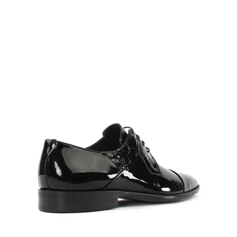 Erkek Siyah Bağcıklı Rugan Deri Klasik Ayakkabı