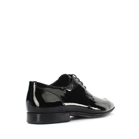 Erkek Siyah Bağcıklı Rugan Deri Klasik Ayakkabı